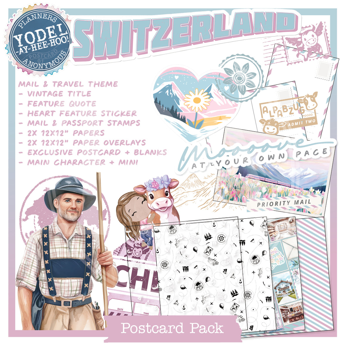 PC01: Yodel-Ay-Hee-Hoo Postcards Pack Printable