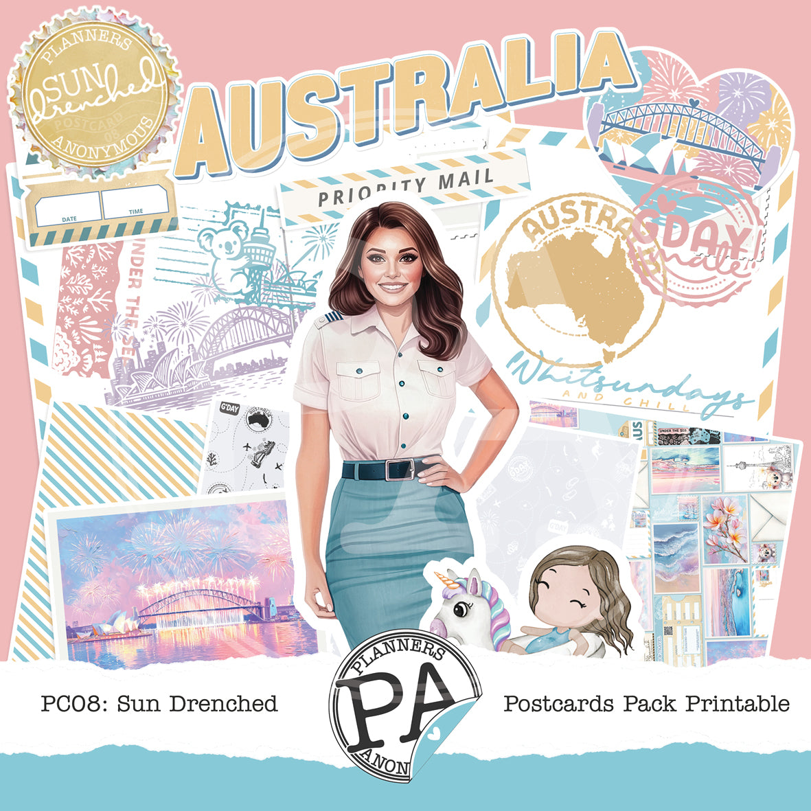 PC08: Sun Drenched Postcards Pack Printable-(US)