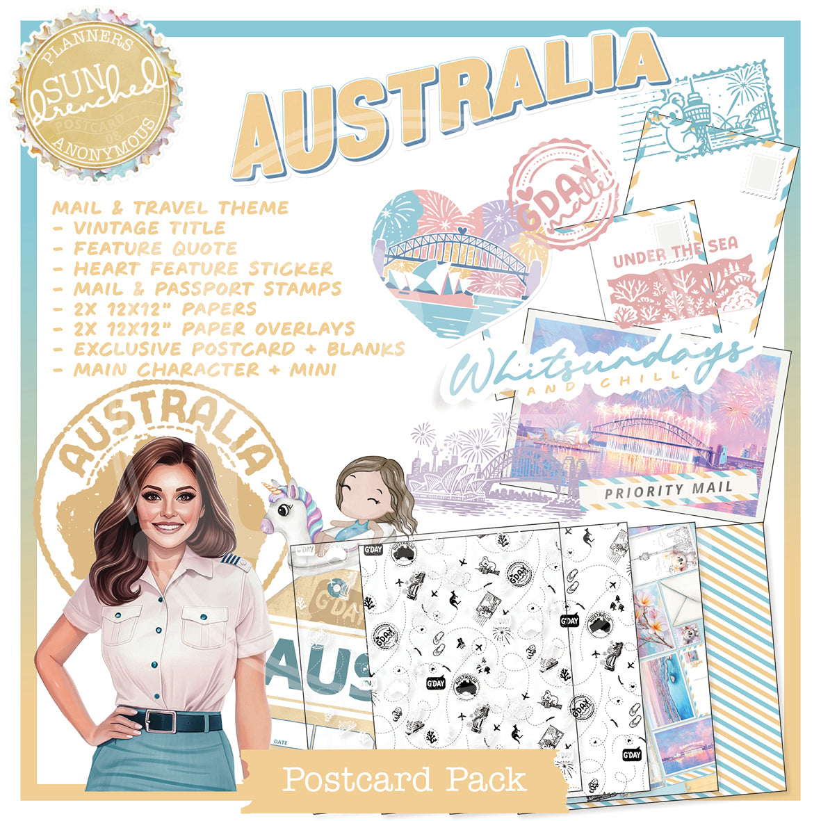 PC08: Sun Drenched Postcards Pack Printable-(US)