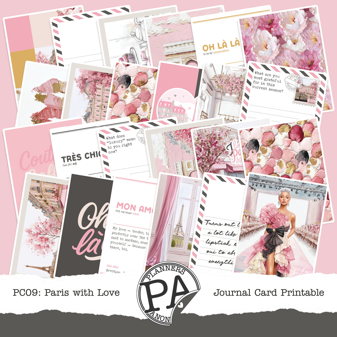 PC09: Paris with Love Journal Card Printable