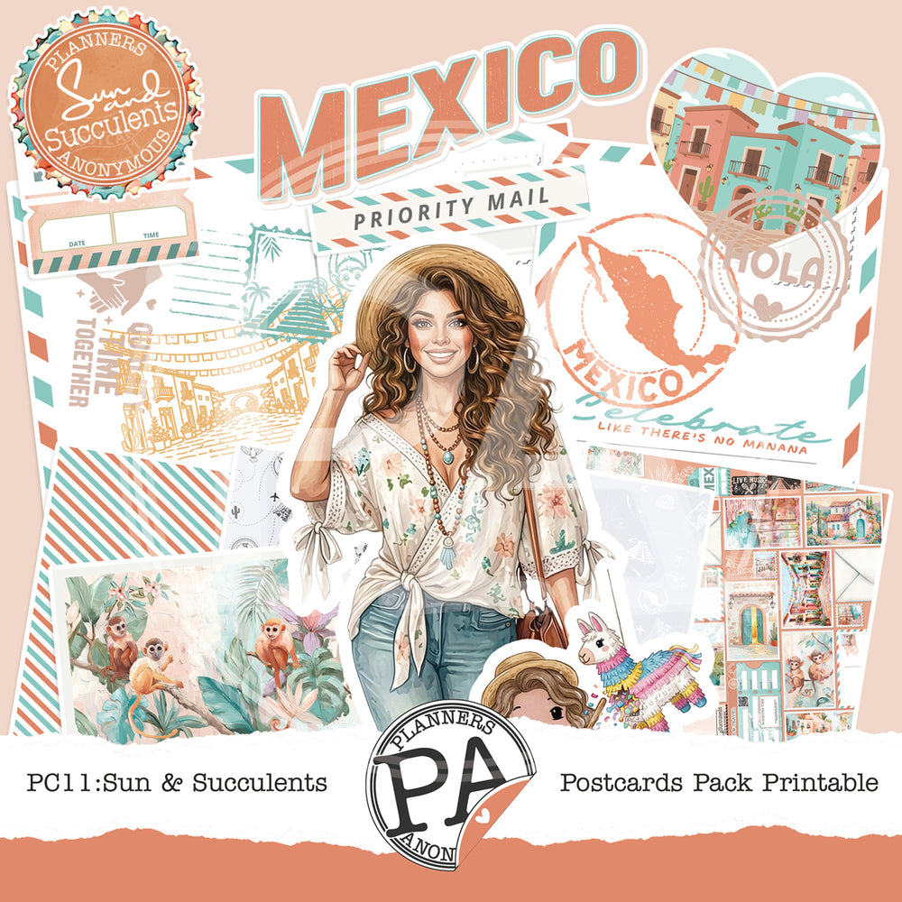 PC11: Sun and Succulents Postcards Pack Printable