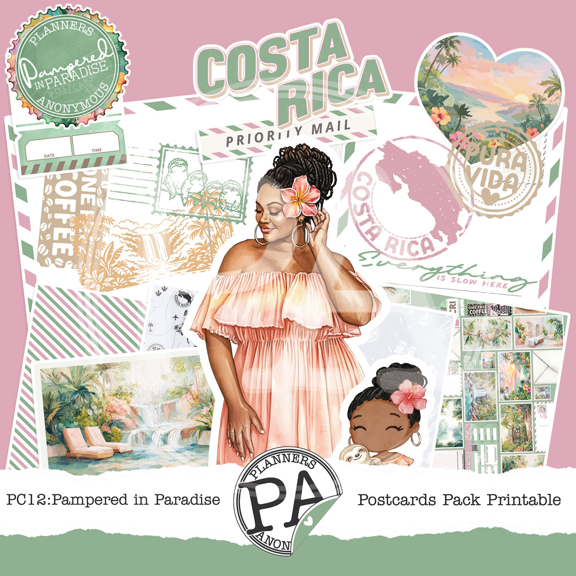 PC12: Pampered in Paradise Postcards Pack Printable