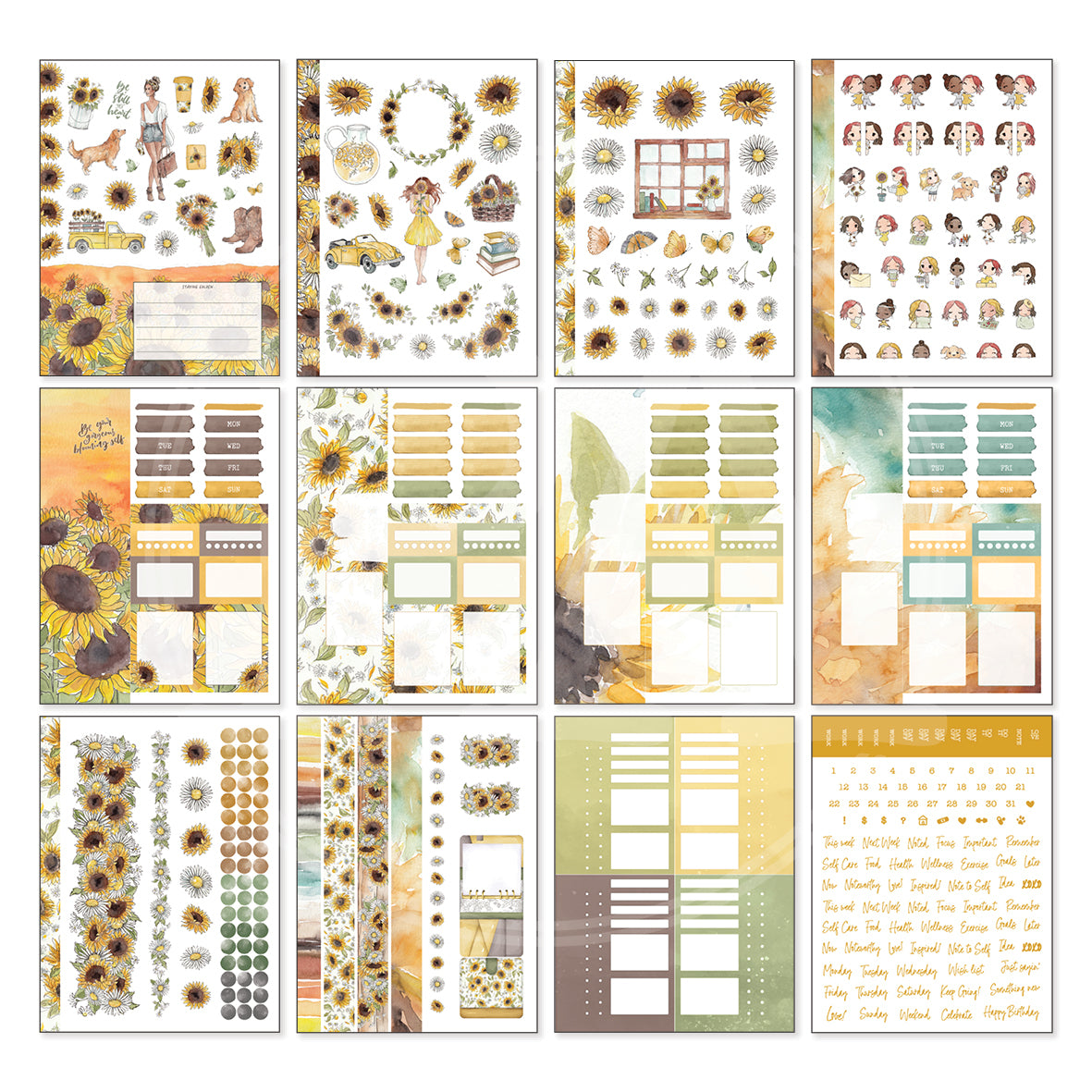 Sunflowers and Sunshine 2 planner sticker book