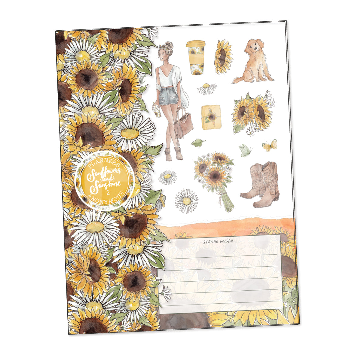Sunflowers and Sunshine 2 planner sticker book