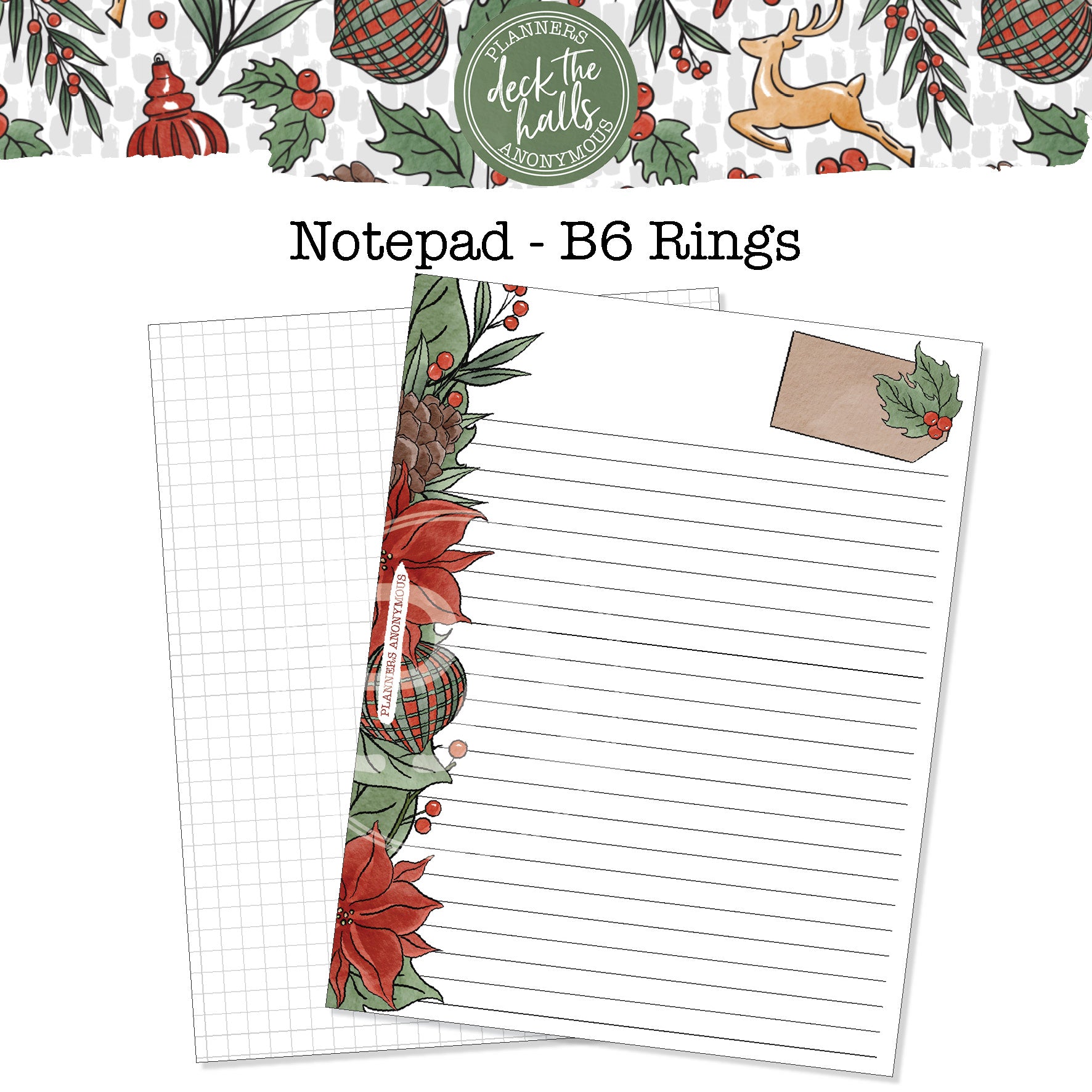 Deck The Halls Notepad (B6 Rings)
