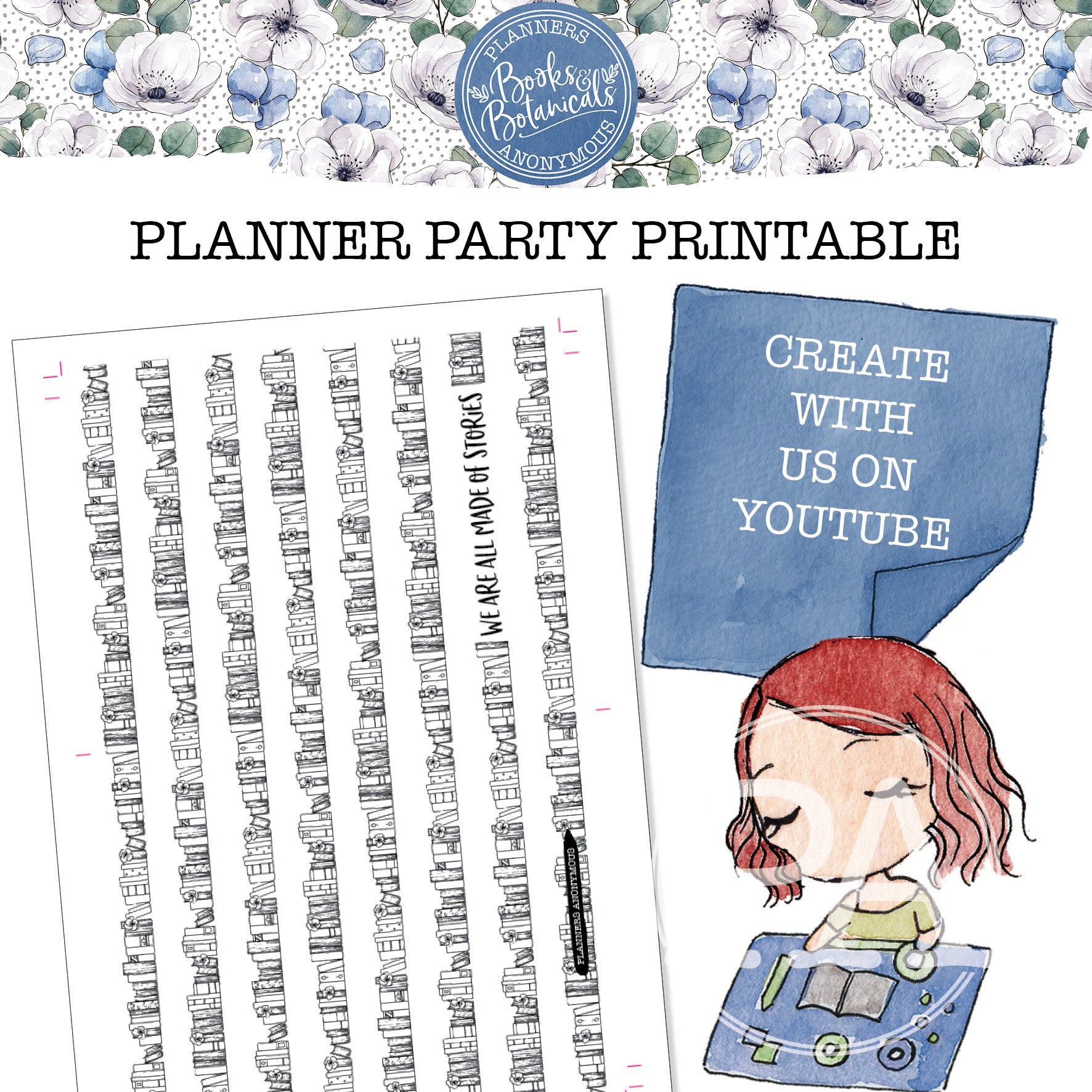 Books and Botanicals Planner Party Printable
