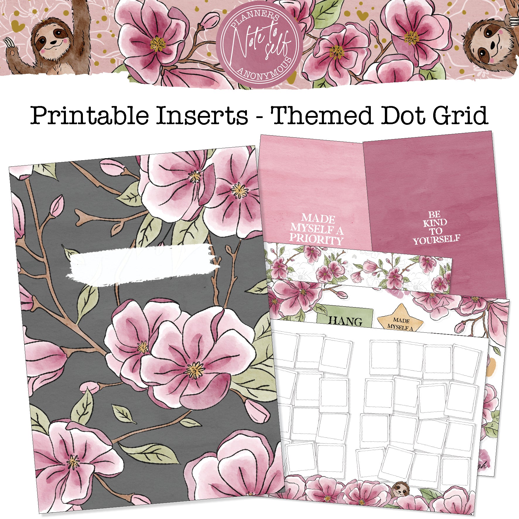 Note to Self Printable Inserts - Themed Dot Grid