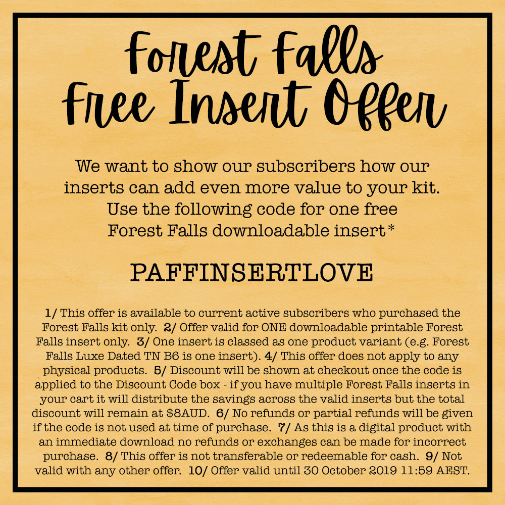 Forest Falls Printable Inserts