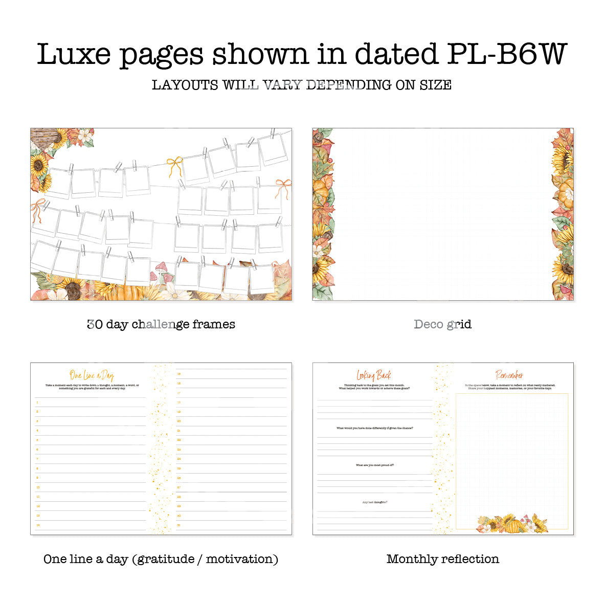 All For Fall Inserts Luxe Weekly Printable