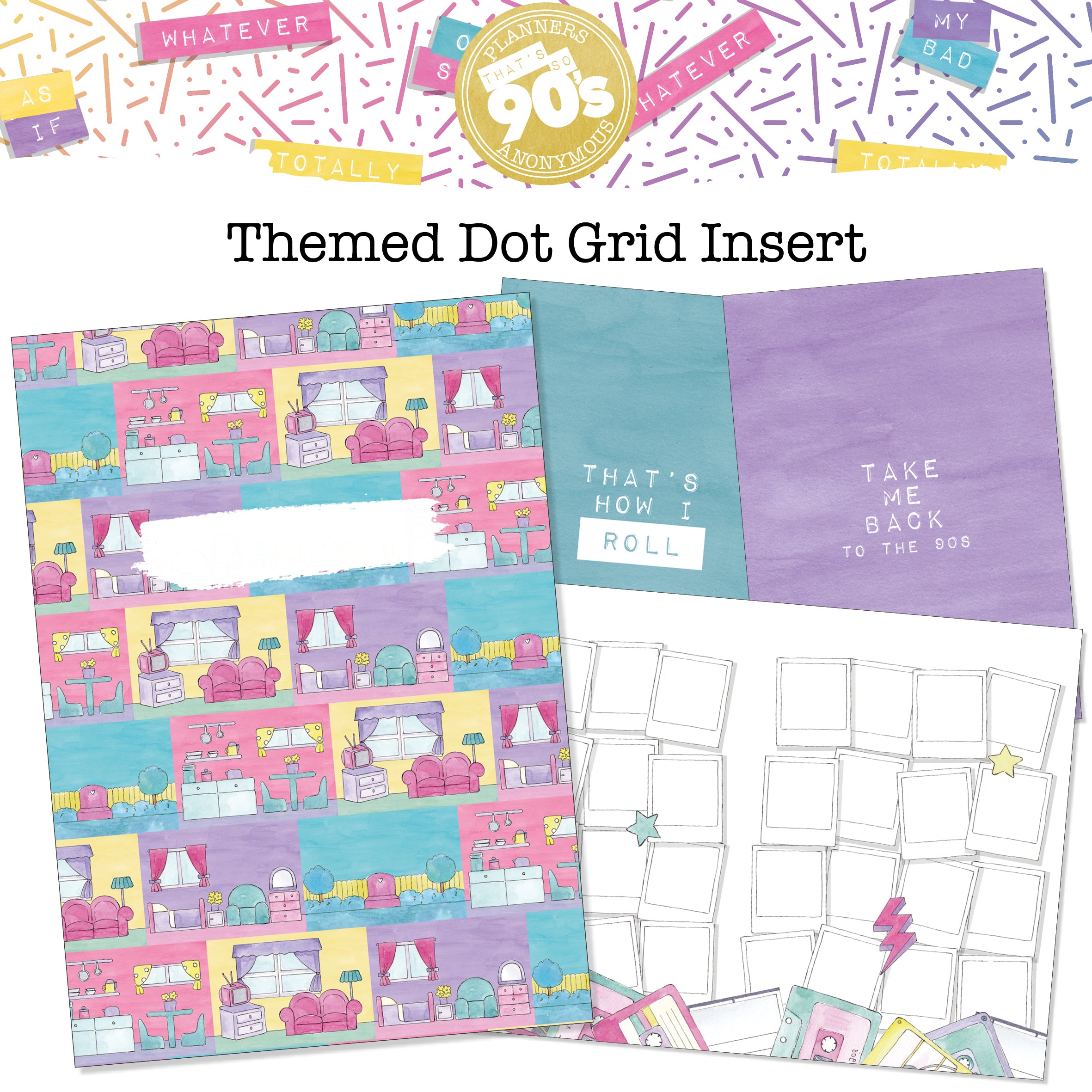 That's So 90s Inserts - Themed Dot Grid Printable