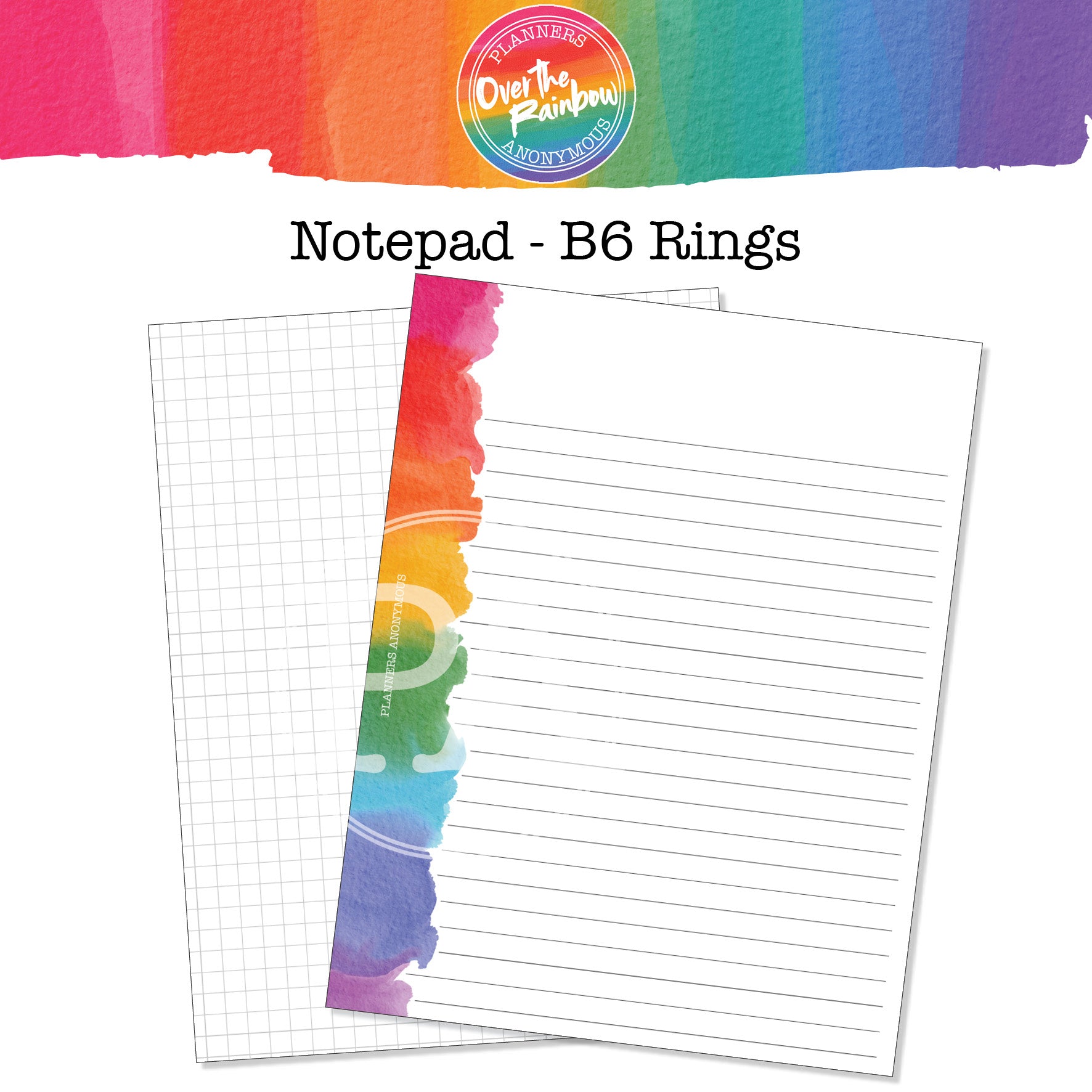 Over The Rainbow Notepad (B6 Rings)