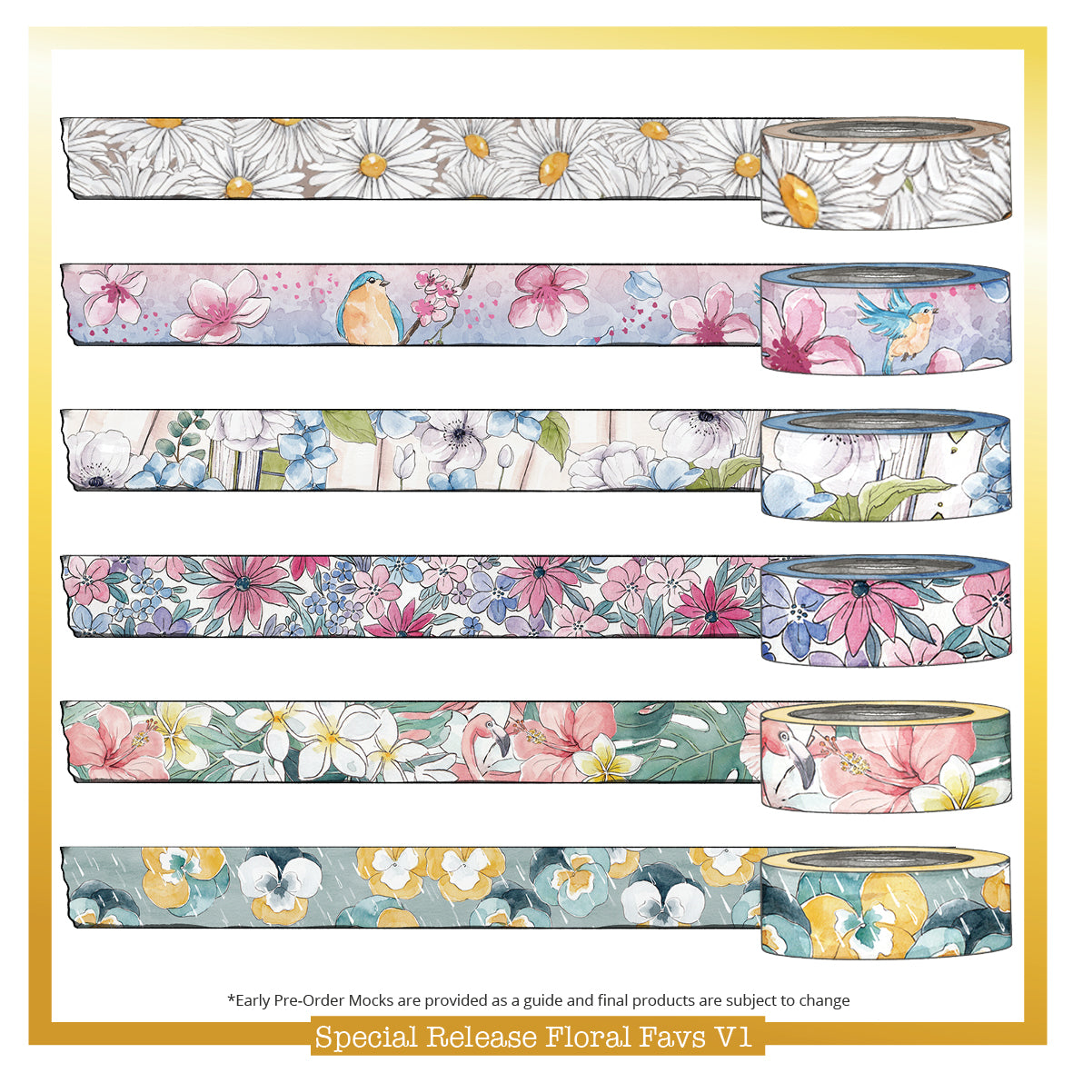 Floral Favourites Washi 6 Pack, Volume 1