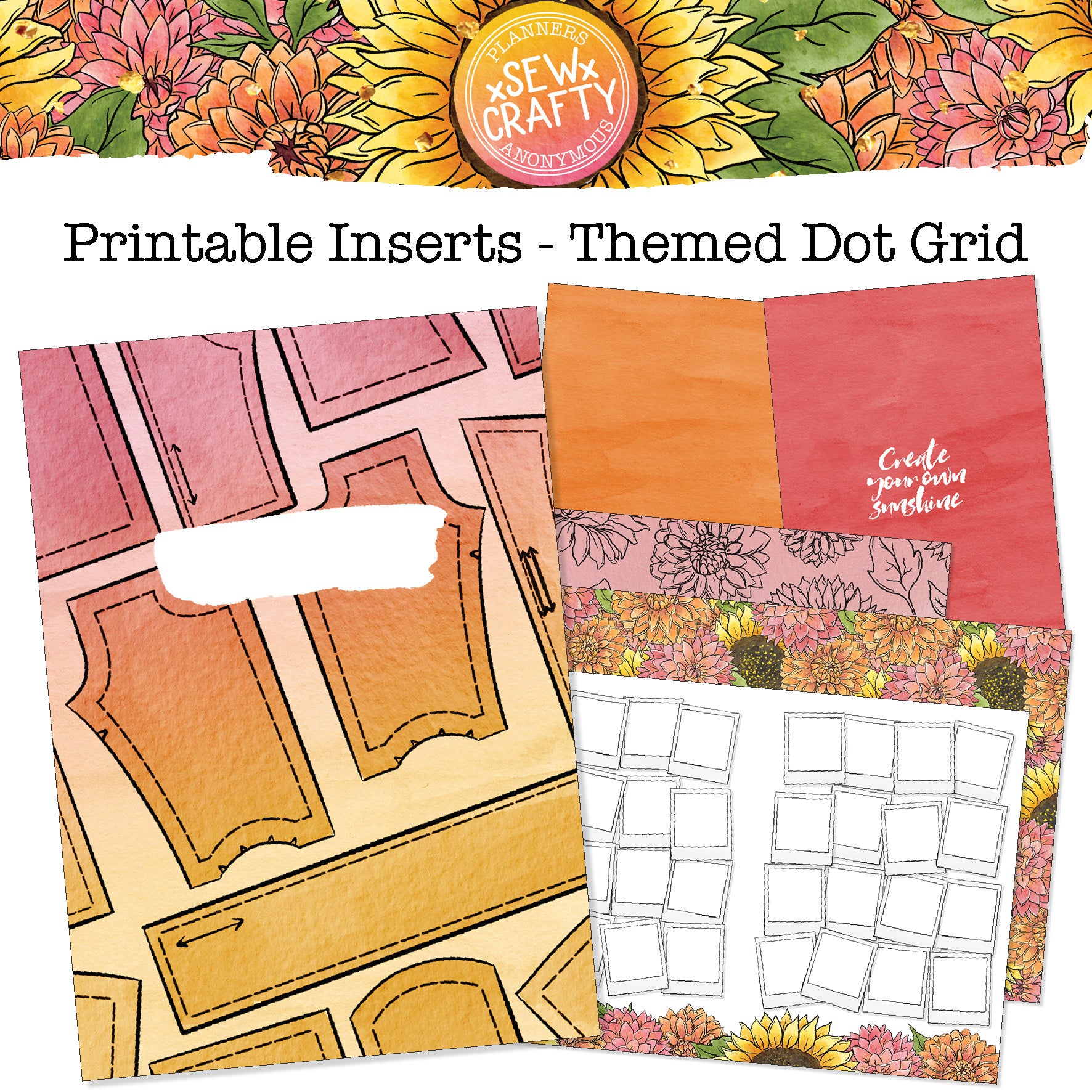 Sew Crafty - Printable Inserts - Themed Dot Grid