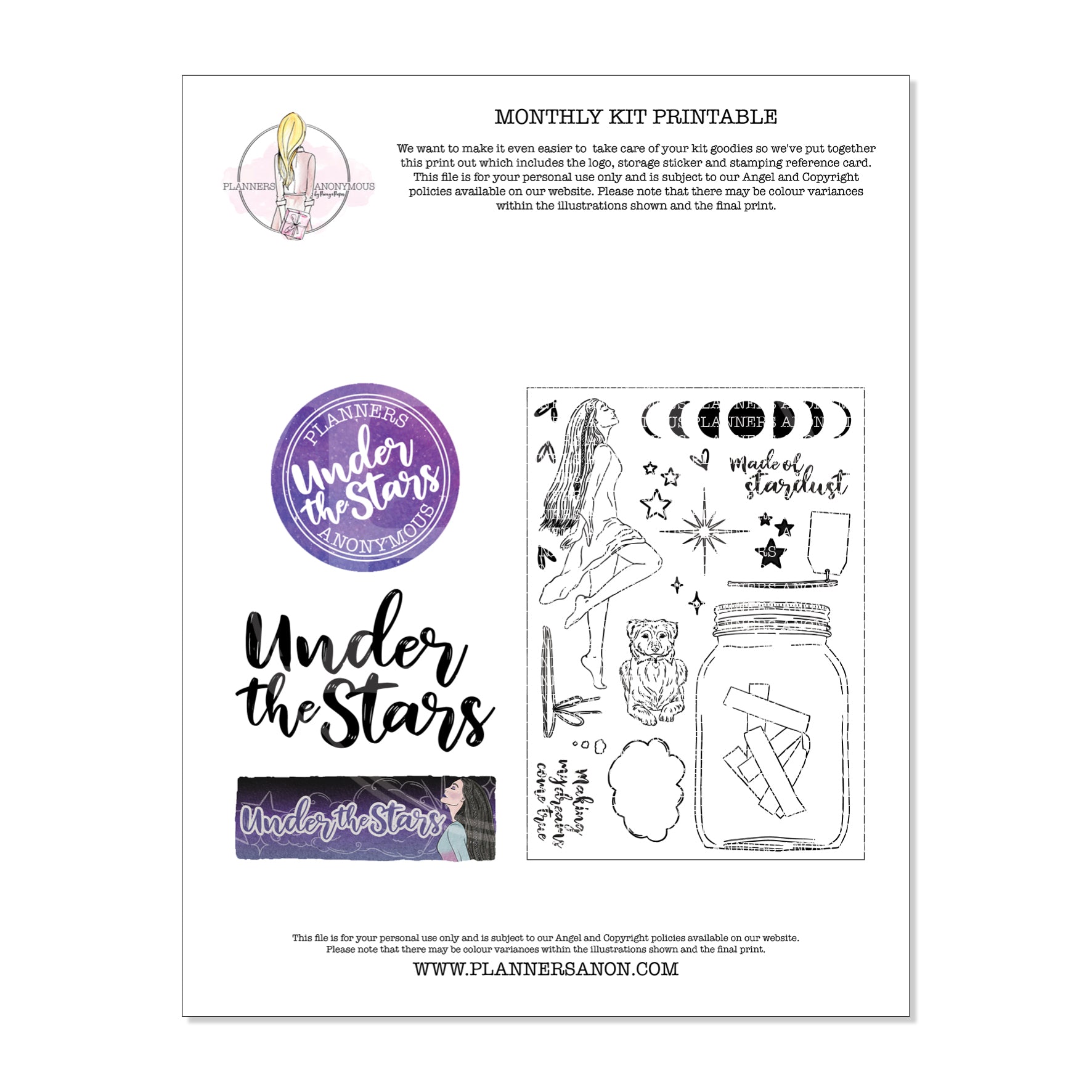 Under The Stars Kit Reference Page