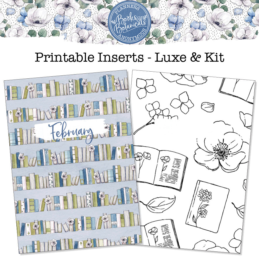 Books and Botanicals Printable Inserts